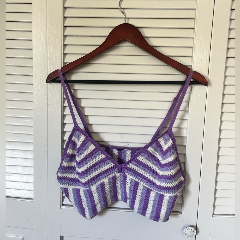 H&M Purple and White Striped Tank Top
